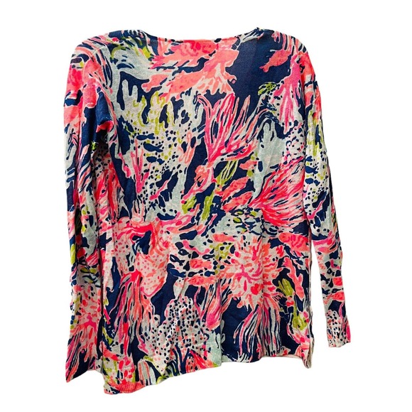 Lilly Pulitzer Womens Sweater XS 100% Linen V-Neck Pullover Thin Knit Buttons - Picture 7 of 16